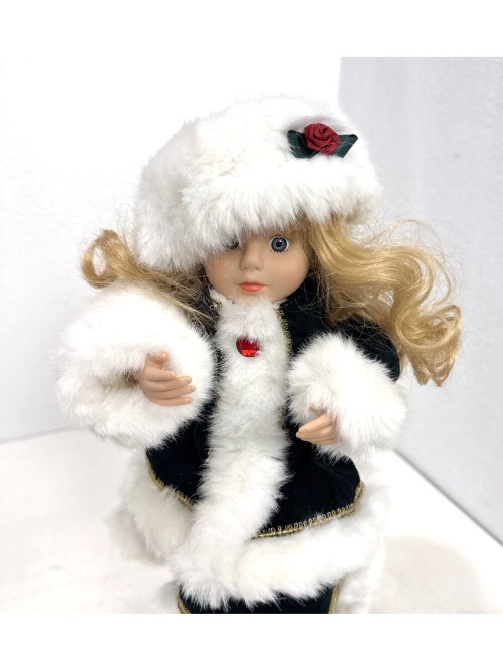 Sounds of Christmas Music Ice Skating Doll on Platform Plays Music 19" - Picture 3 of 6